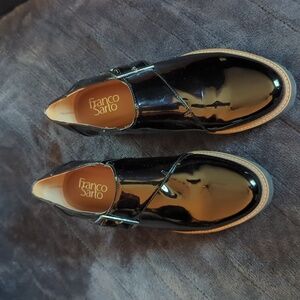 Franco Sarto Black Patent Leather Cade Monk Strap Shoe 7.5